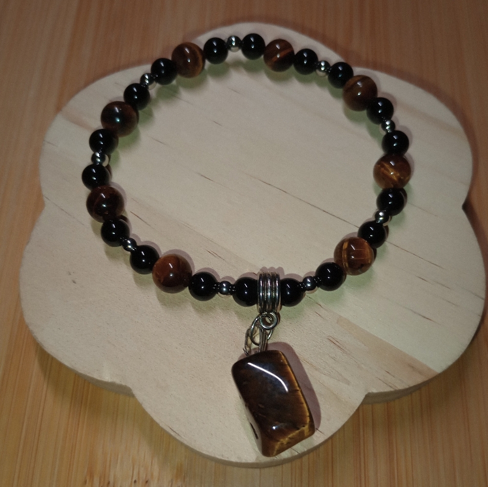 Chunky Crystal Pendant Beaded Bracelet Handmade Handcrafted Witchcrafted